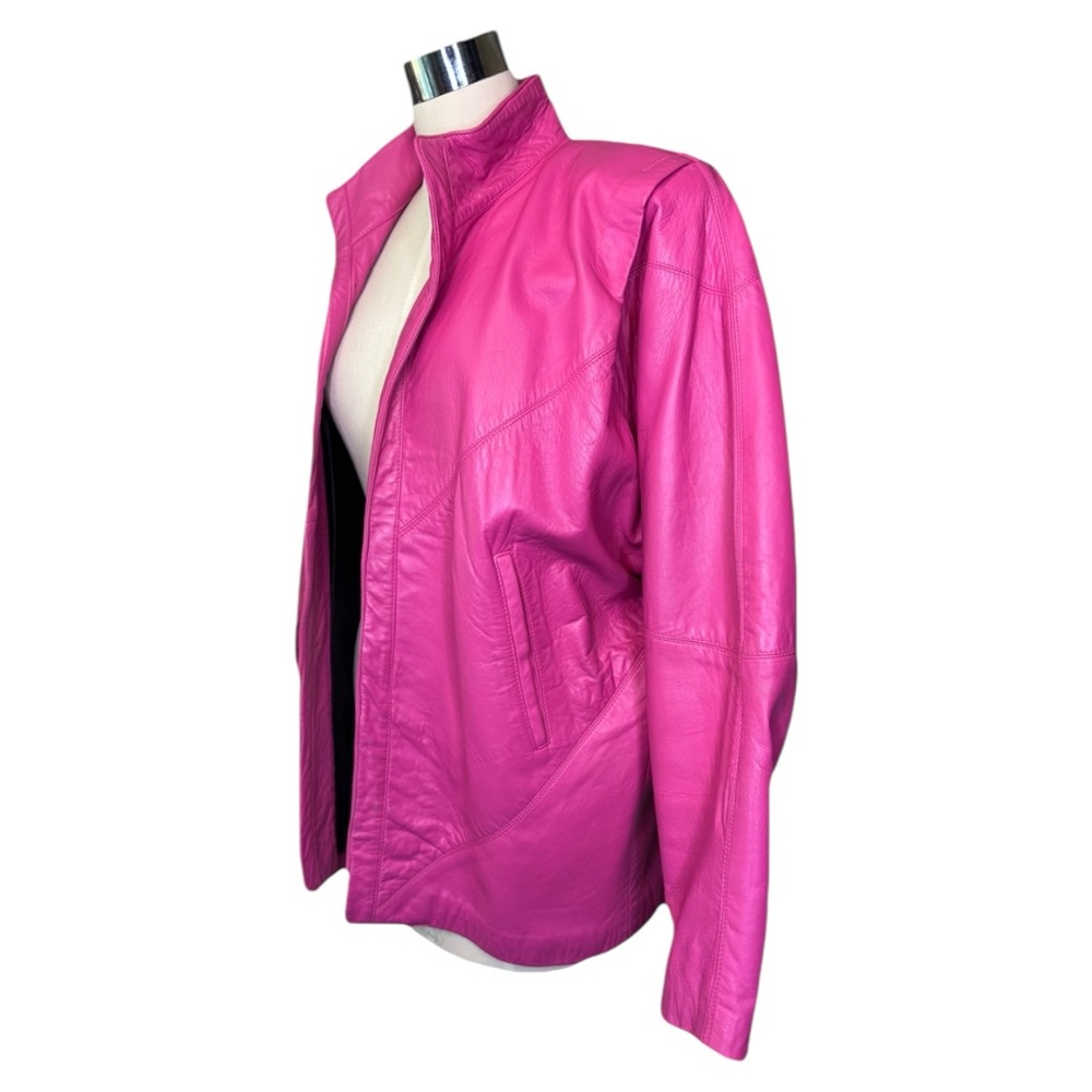 Vintage 80’s Bernardo Pieles‎ Pink Genuine Leather Jacket - Picture 3 of 13
